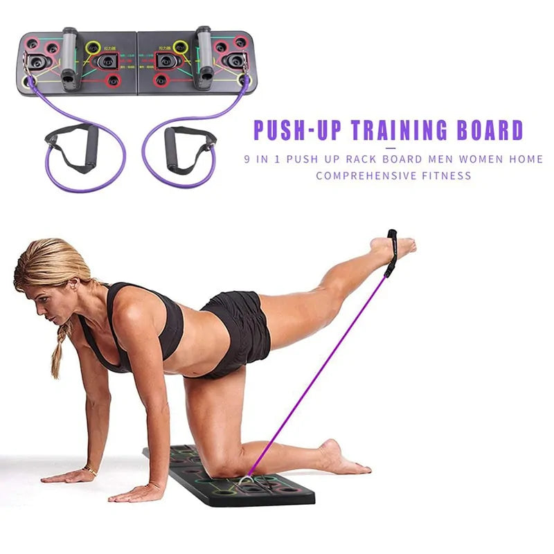 Load image into Gallery viewer, 9-in-1 Push Up Stand Board with Latex Resistance Bands: Ultimate Gym Fitness Trainer
