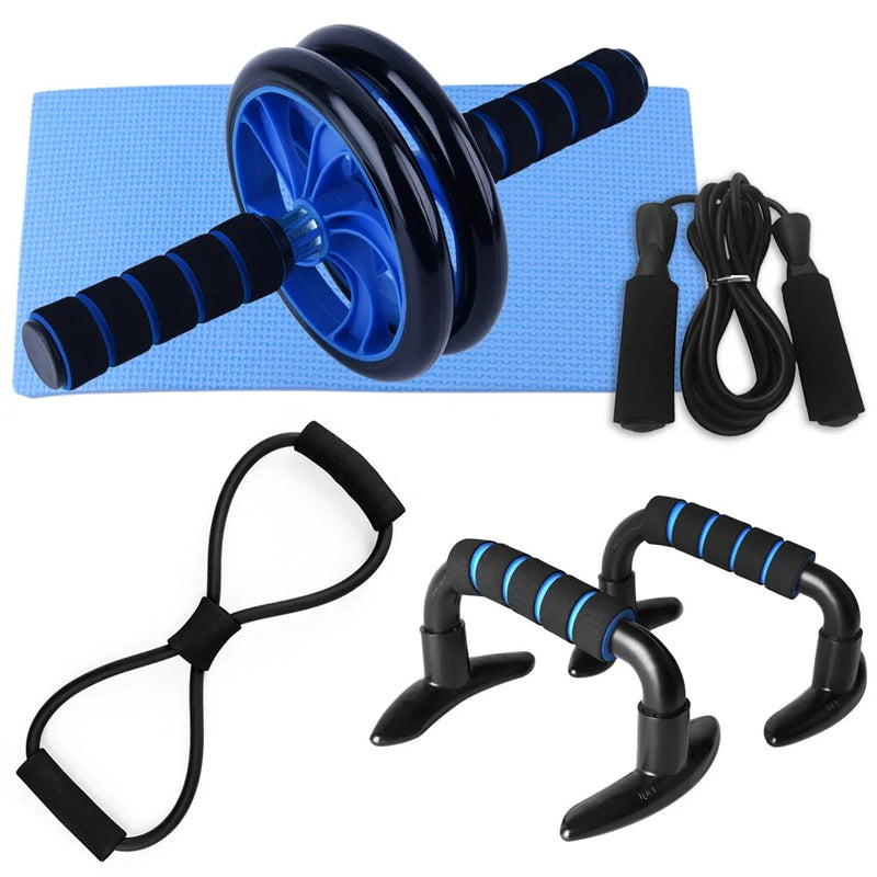 Load image into Gallery viewer, Home Fitness Set: Abdominal Wheel Roller, Push-Up Bar, and Jump Rope
