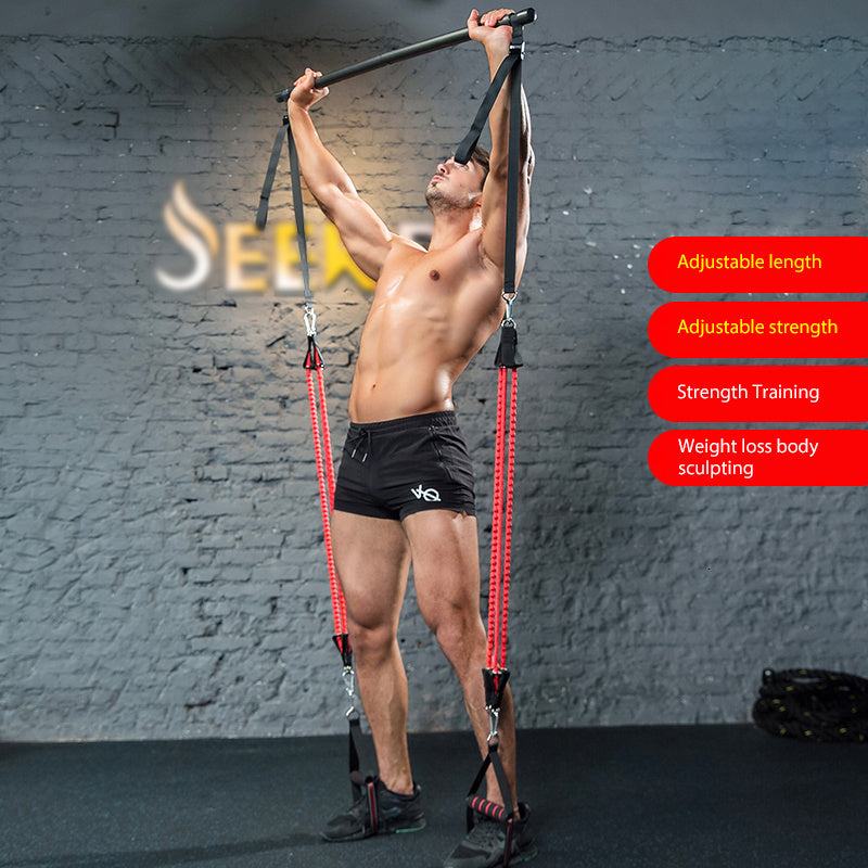 Load image into Gallery viewer, Body Workout Trainer Bar with Resistance Bands Rubber Buckles
