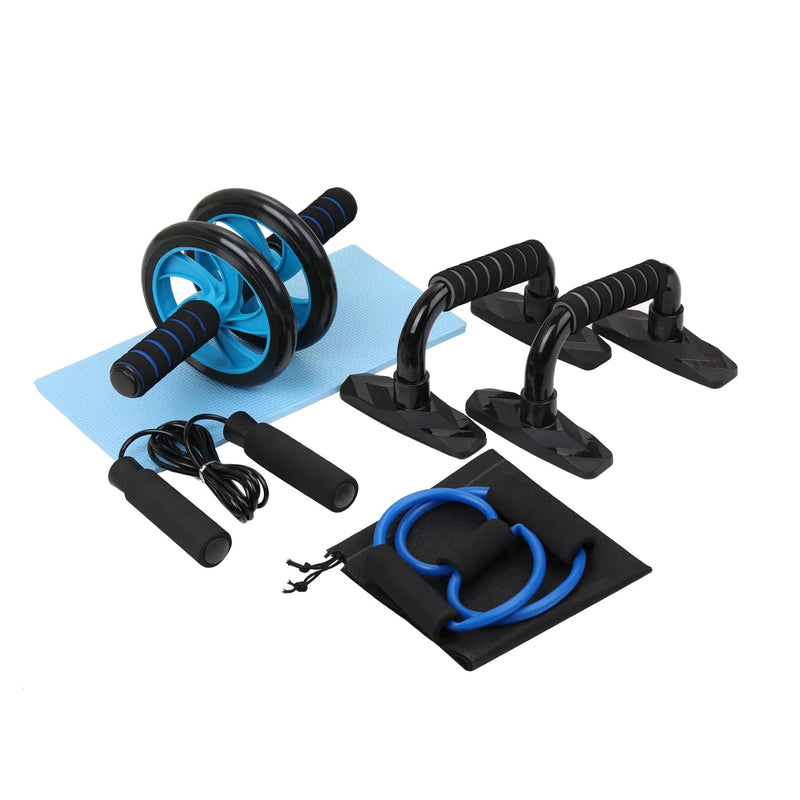 Load image into Gallery viewer, Home Fitness Set: Abdominal Wheel Roller, Push-Up Bar, and Jump Rope
