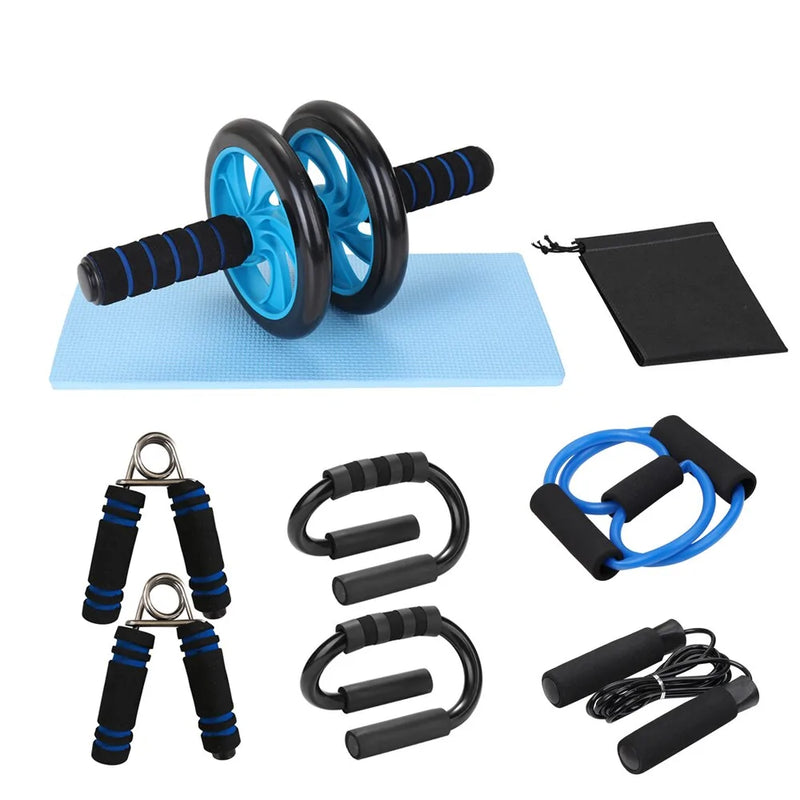 Load image into Gallery viewer, Home Fitness Set: Abdominal Wheel Roller, Push-Up Bar, and Jump Rope
