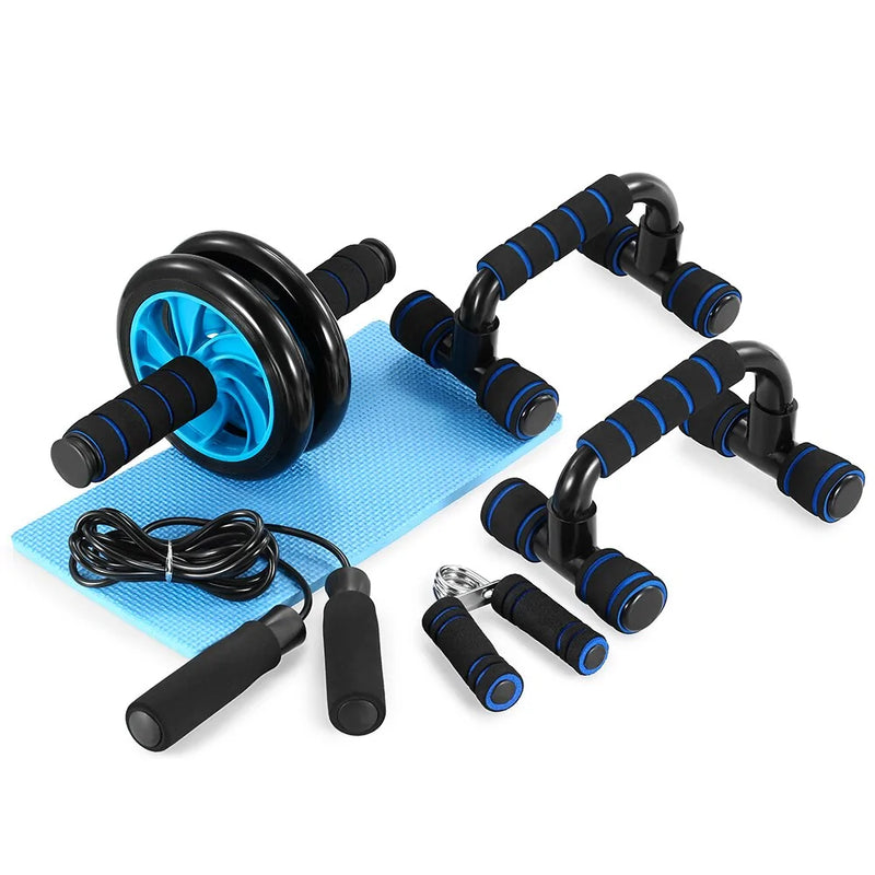 Load image into Gallery viewer, Home Fitness Set: Abdominal Wheel Roller, Push-Up Bar, and Jump Rope
