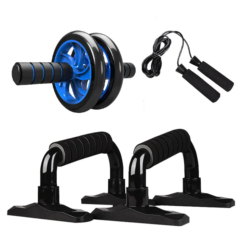 Load image into Gallery viewer, Home Fitness Set: Abdominal Wheel Roller, Push-Up Bar, and Jump Rope
