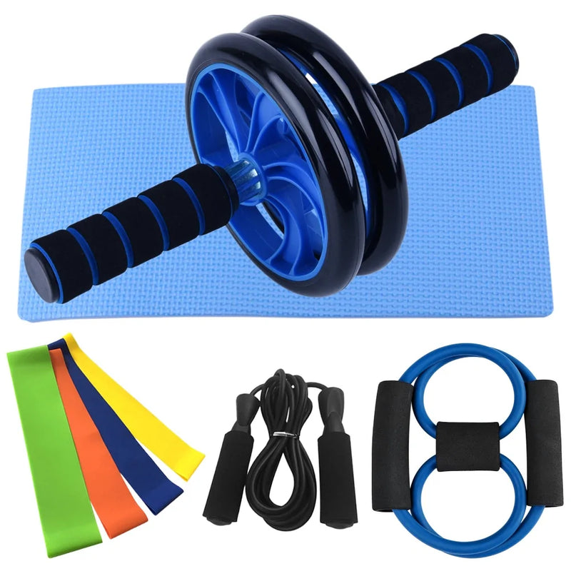 Load image into Gallery viewer, Home Fitness Set: Abdominal Wheel Roller, Push-Up Bar, and Jump Rope
