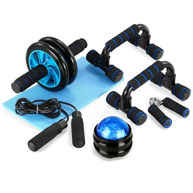 Load image into Gallery viewer, Home Fitness Set: Abdominal Wheel Roller, Push-Up Bar, and Jump Rope
